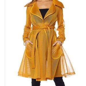 Mustard Mesh Tie Waist Jacket